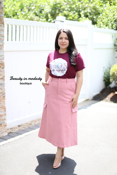 Pink Denim Denim Skirt