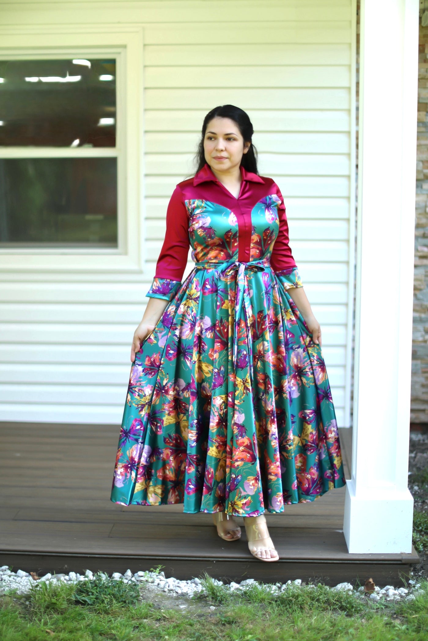 Satin Rubi Floral Maxi Dress