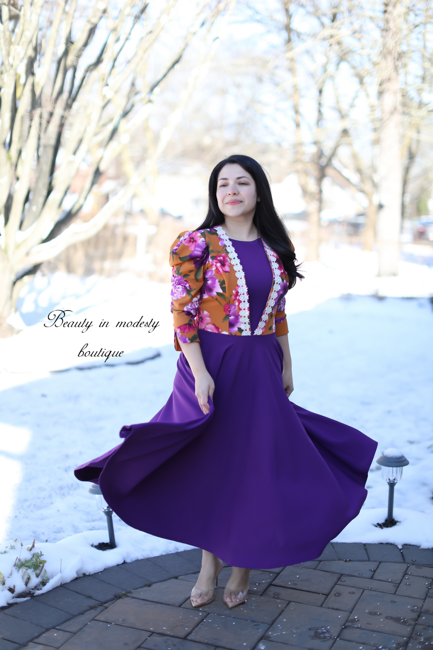 Davinia Mustard / Purple Maxi Dress