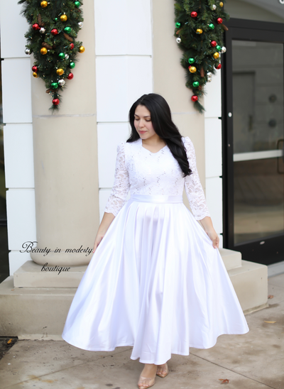 Anniversary White Satin Maxi Dress