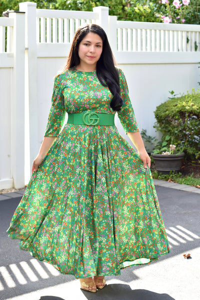 Daisy Green Floral Maxi Dress