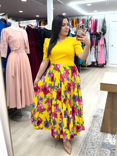Yellow Flowers Maxi Dress