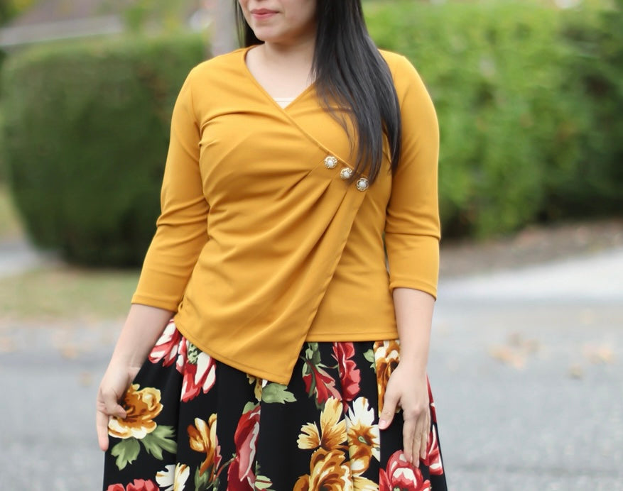 Mustard V Neck Top
