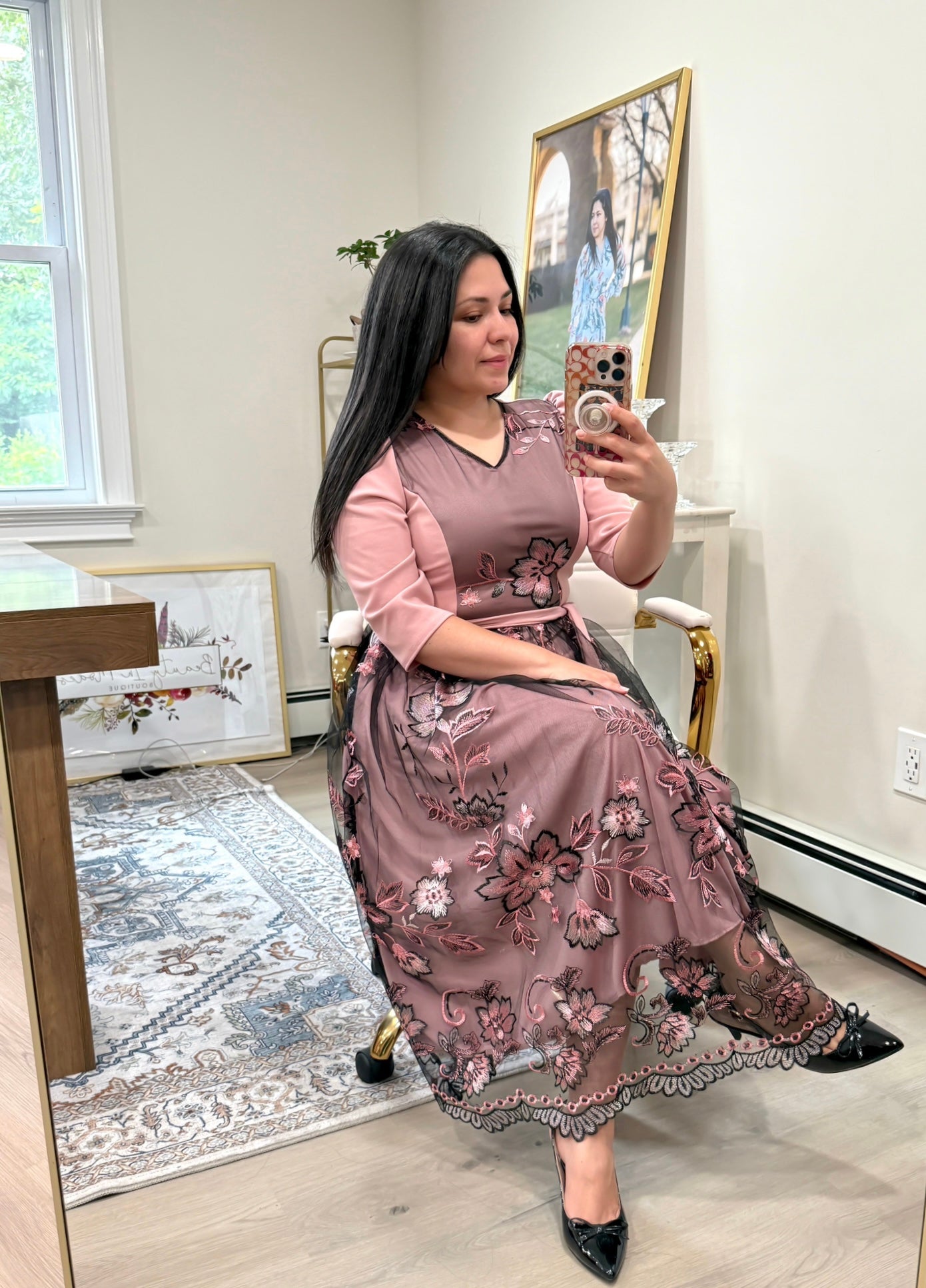 Dusty Pink Midi Dress