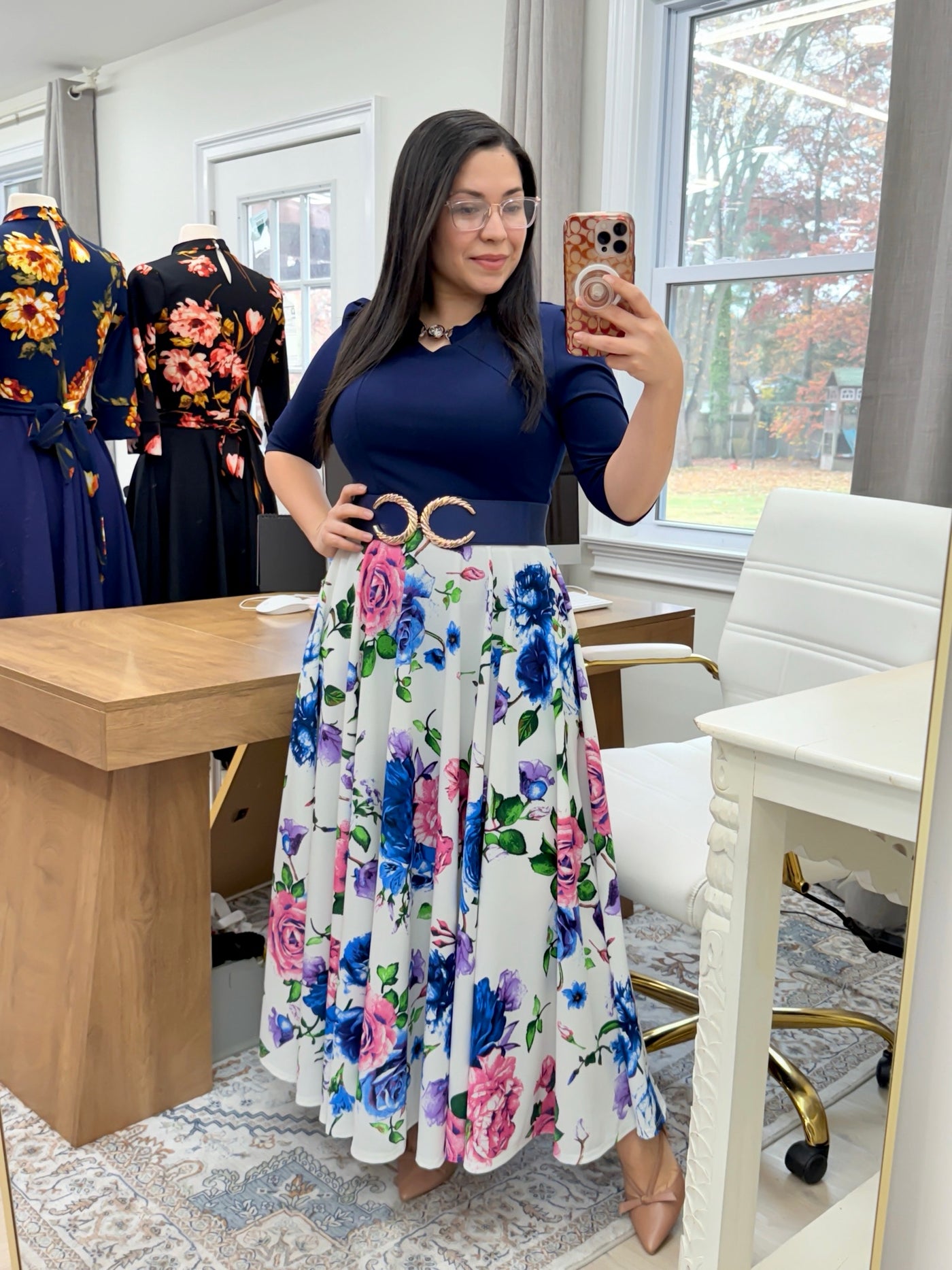 Moroccan Navy Floral Maxi Dress