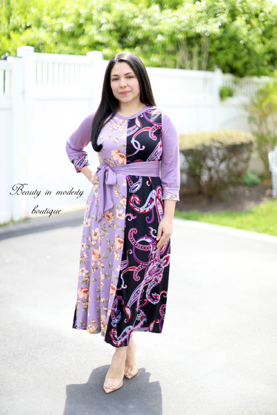 Nohemy Purple Paisley Midi Dress