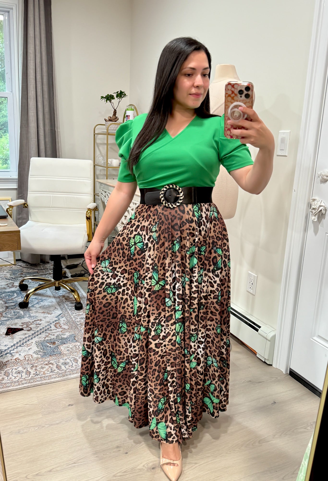 Green Butterflies Maxi Dress