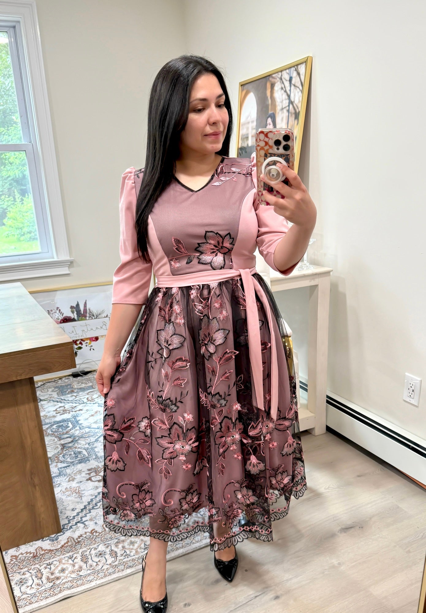 Dusty Pink Midi Dress