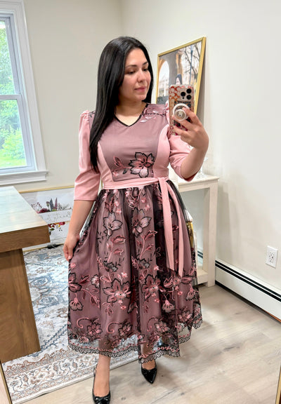 Dusty Pink Midi Dress