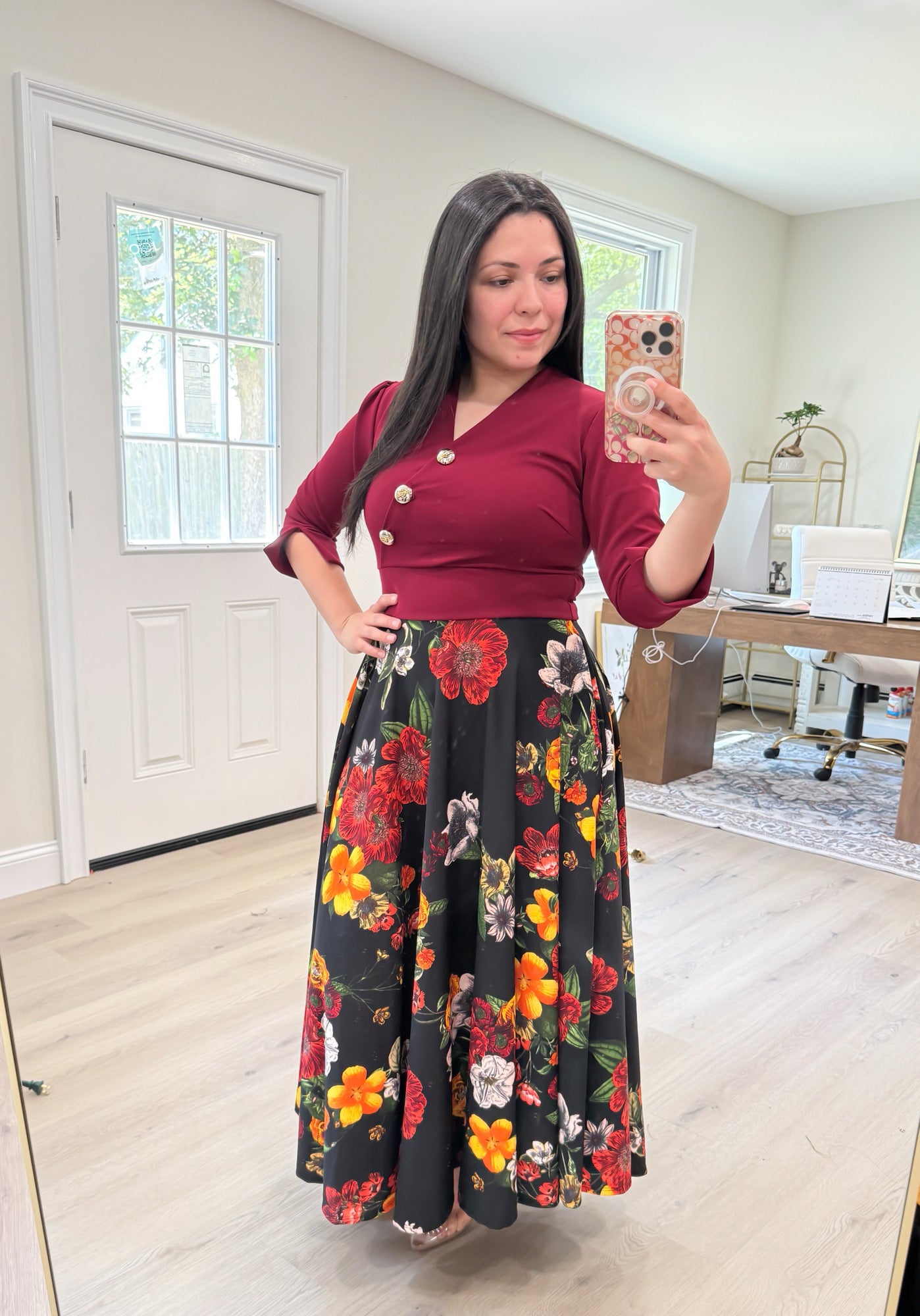 Elaine Burgundy Maxi Dress