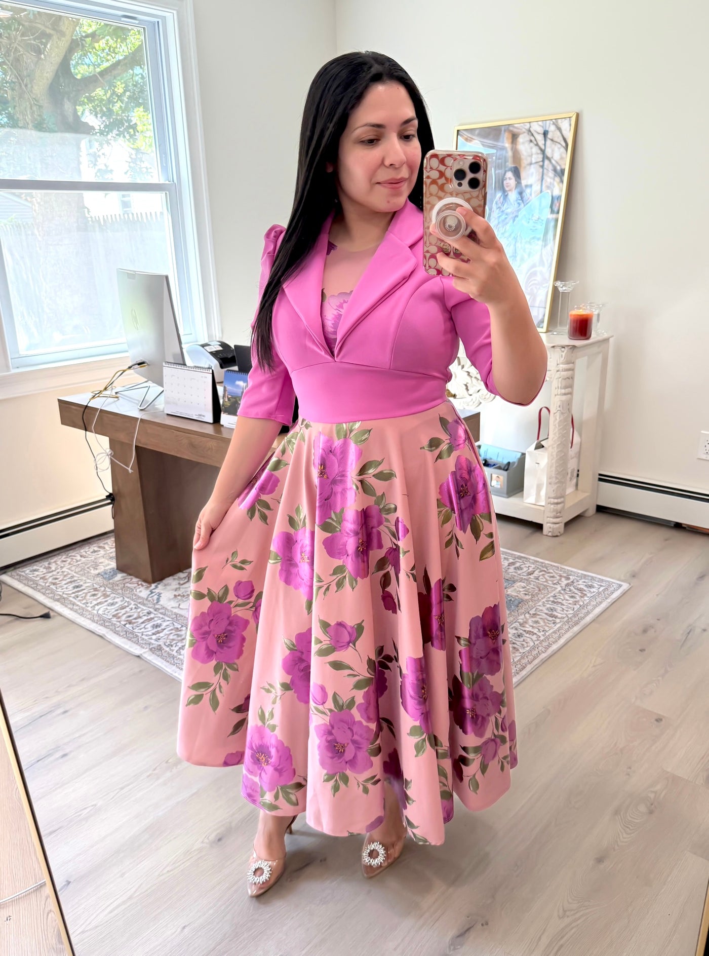 Pink Metallic Maxi Dress
