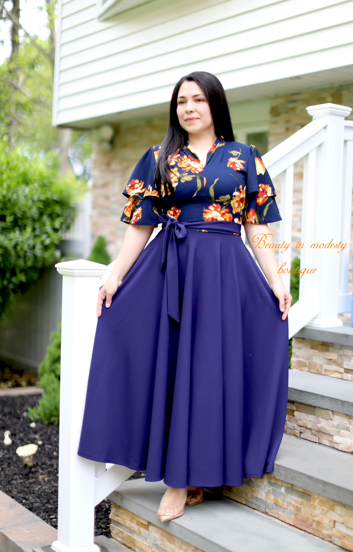 Arlet Navy Floral Maxi Dress