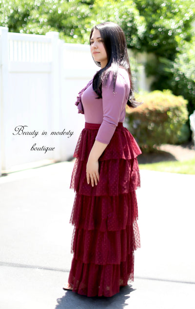 Princess Burgundy Maxi Skirt