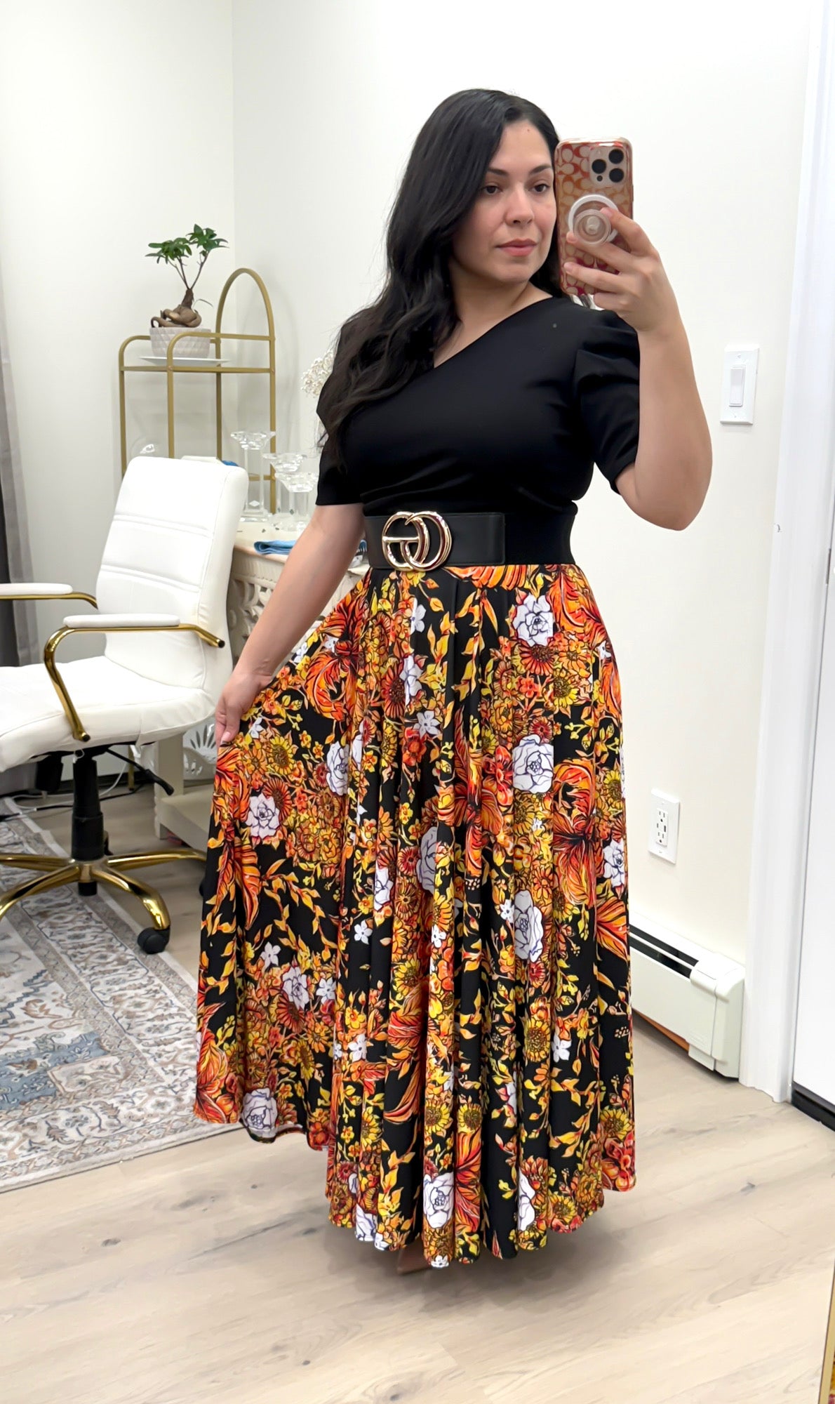 Ivanka Black Floral Maxi Dress
