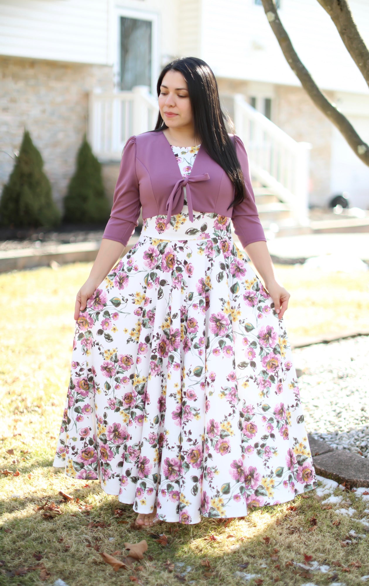 Eunice Mauve Floral Maxi Dress