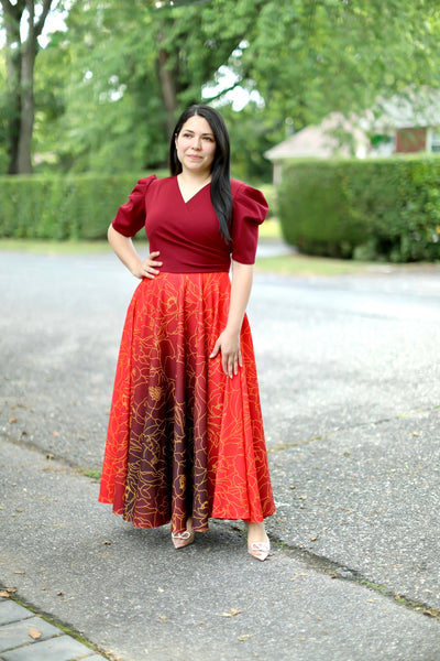 Zania Burgundy Maxi Dress