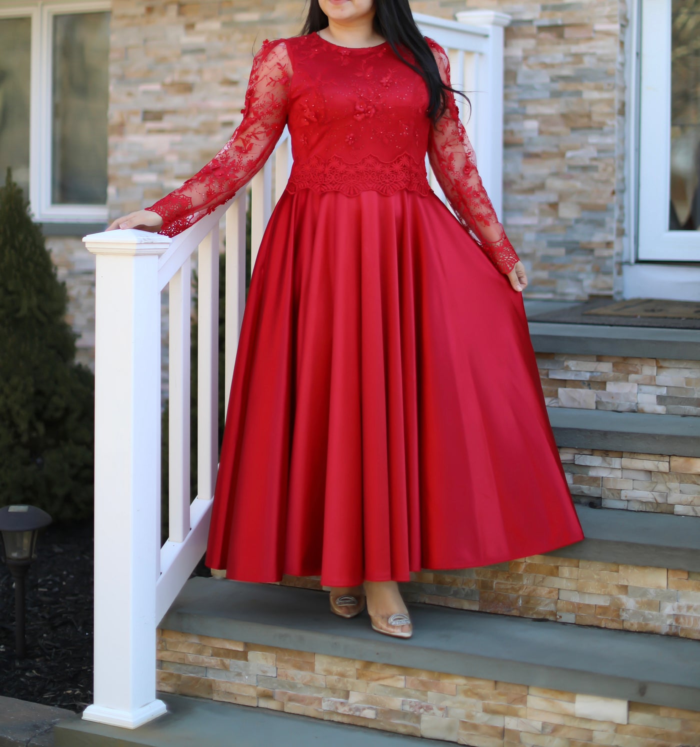 Regina Red Lace Maxi Dress