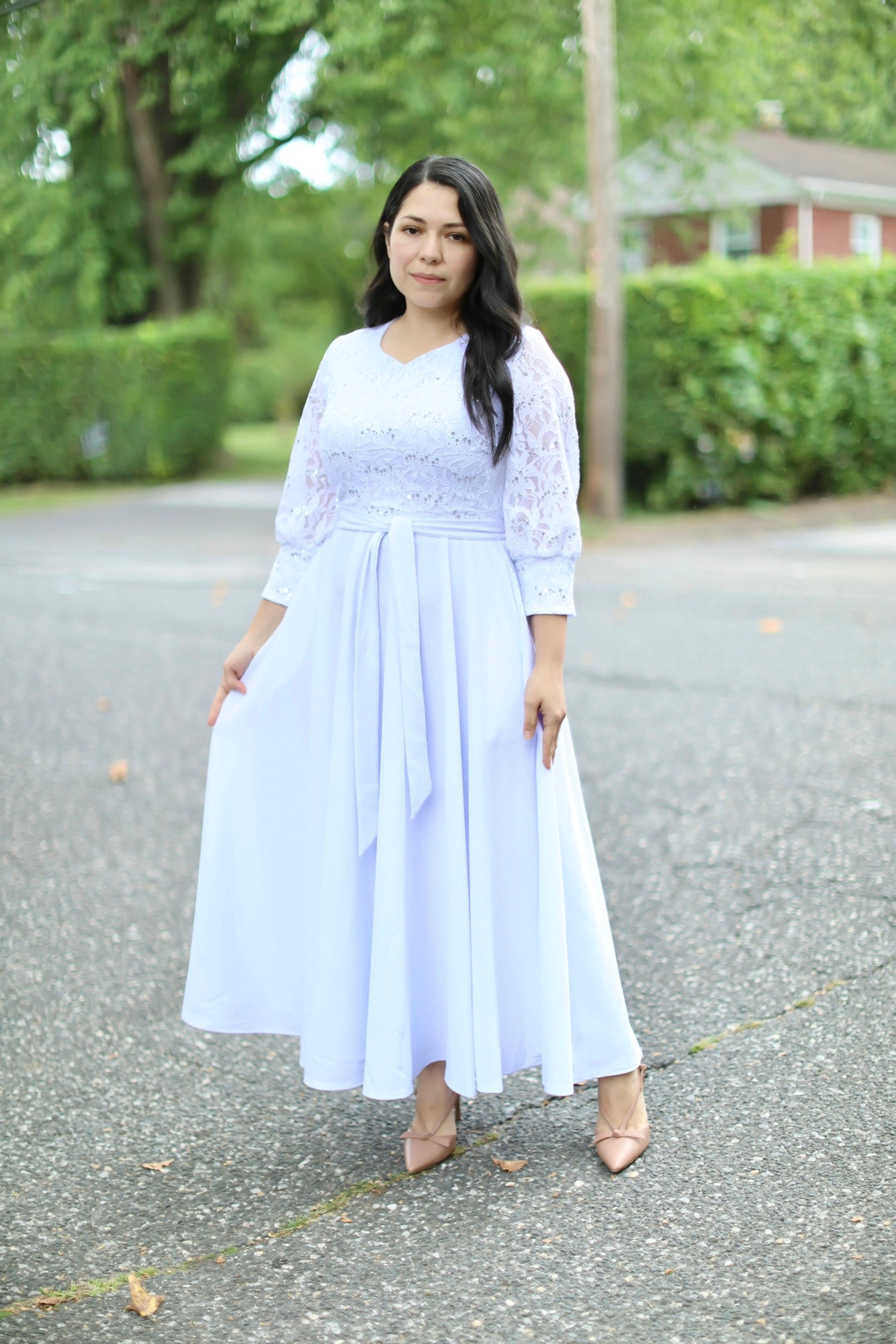 White Sequins Maxi Dress