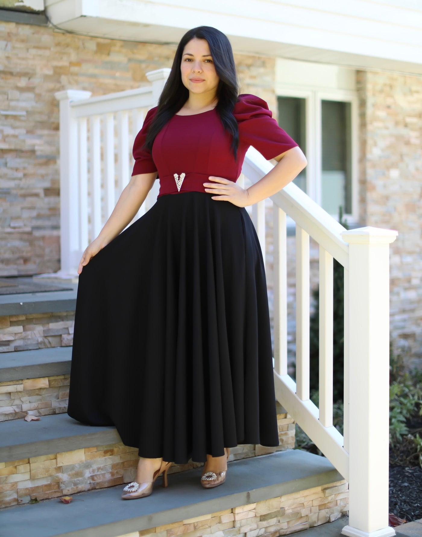 Sheika Burgundy / Black Maxi Dress