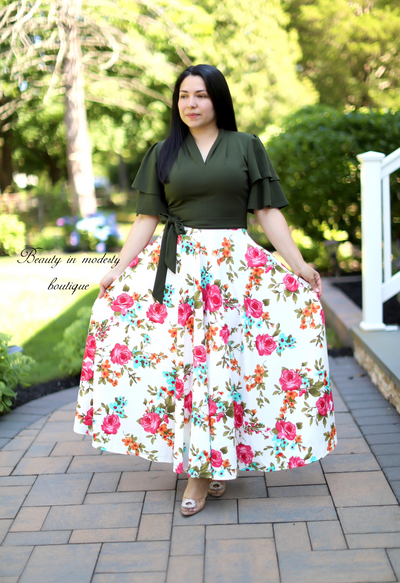 Arlet Green / Ivory Floral Maxi Dress