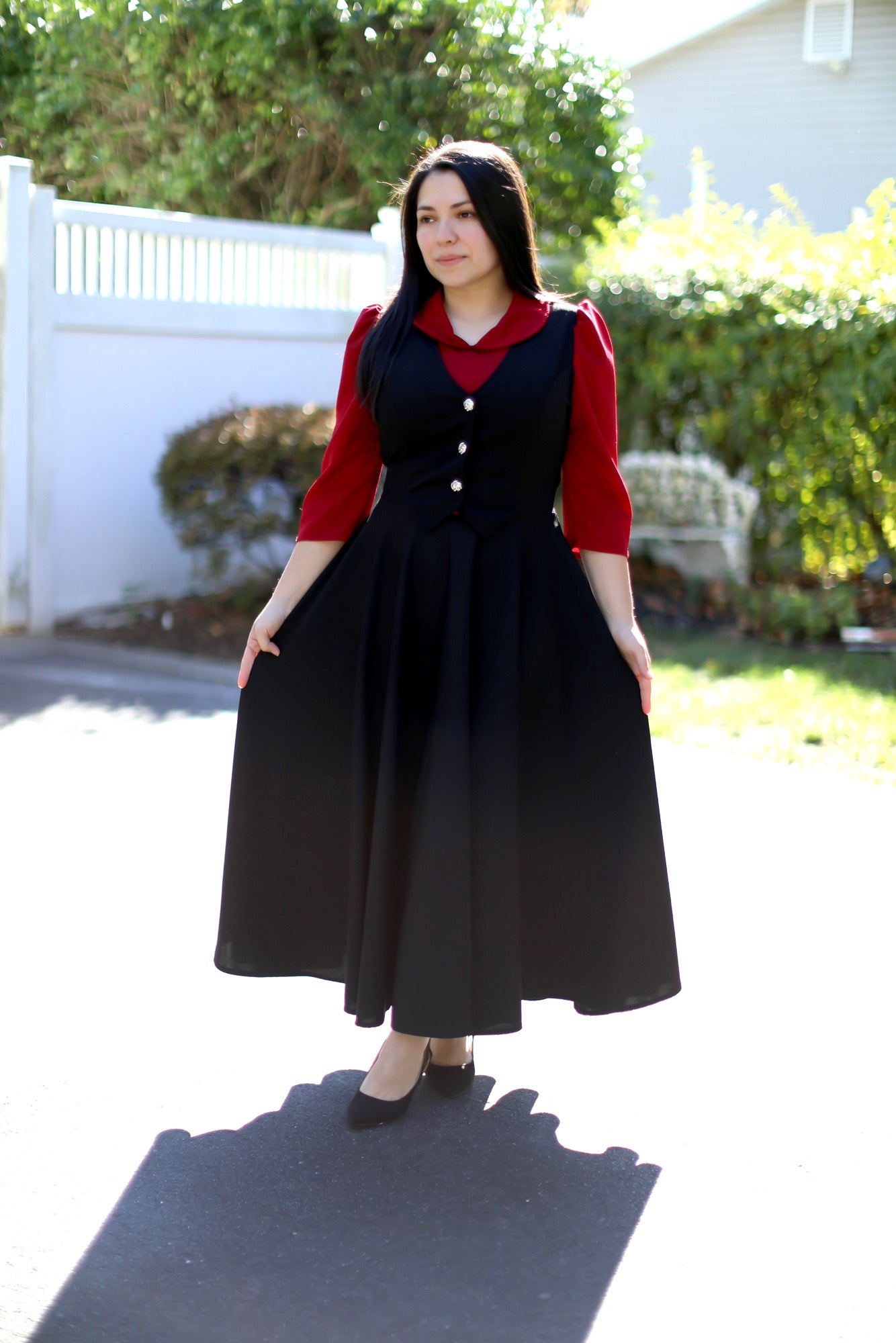 Red Black Overall Maxi Dress
