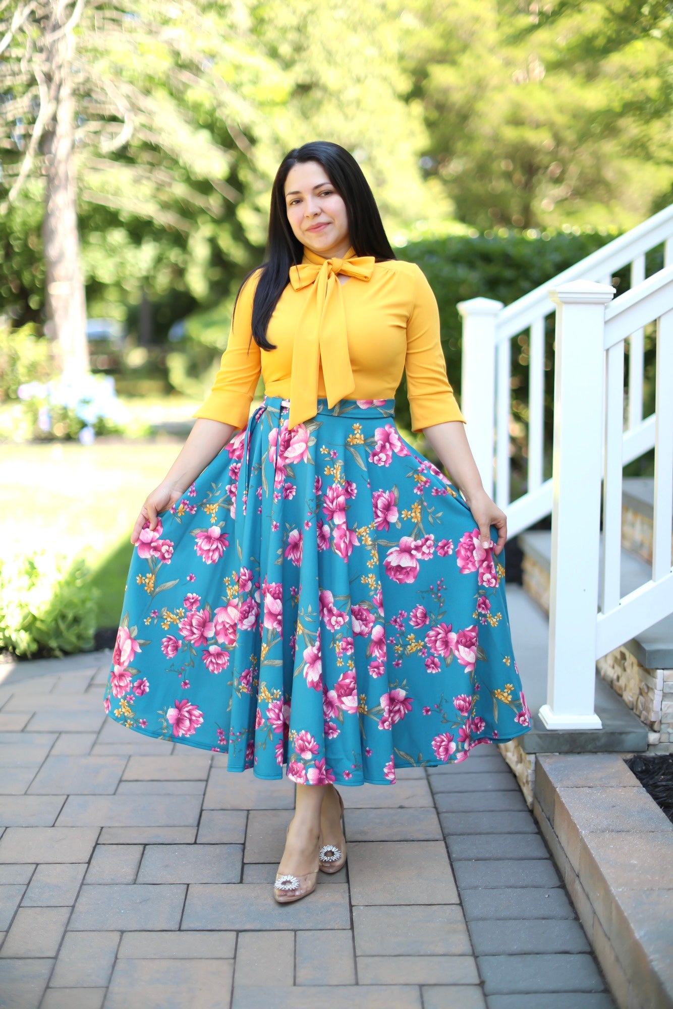 Abelina Mustard Celeste Midi Dress