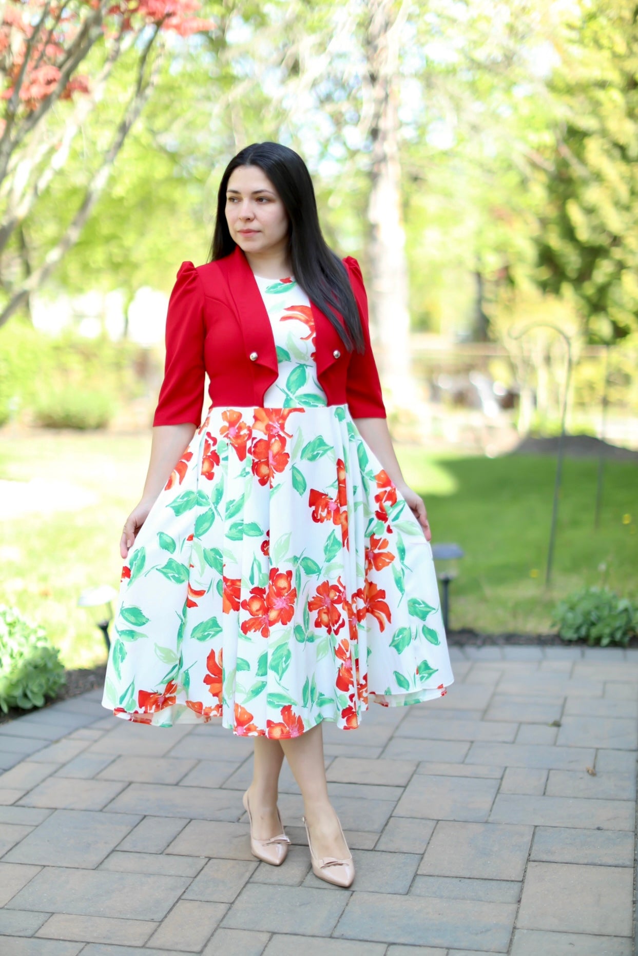 Adeline avory Red Midi Dress
