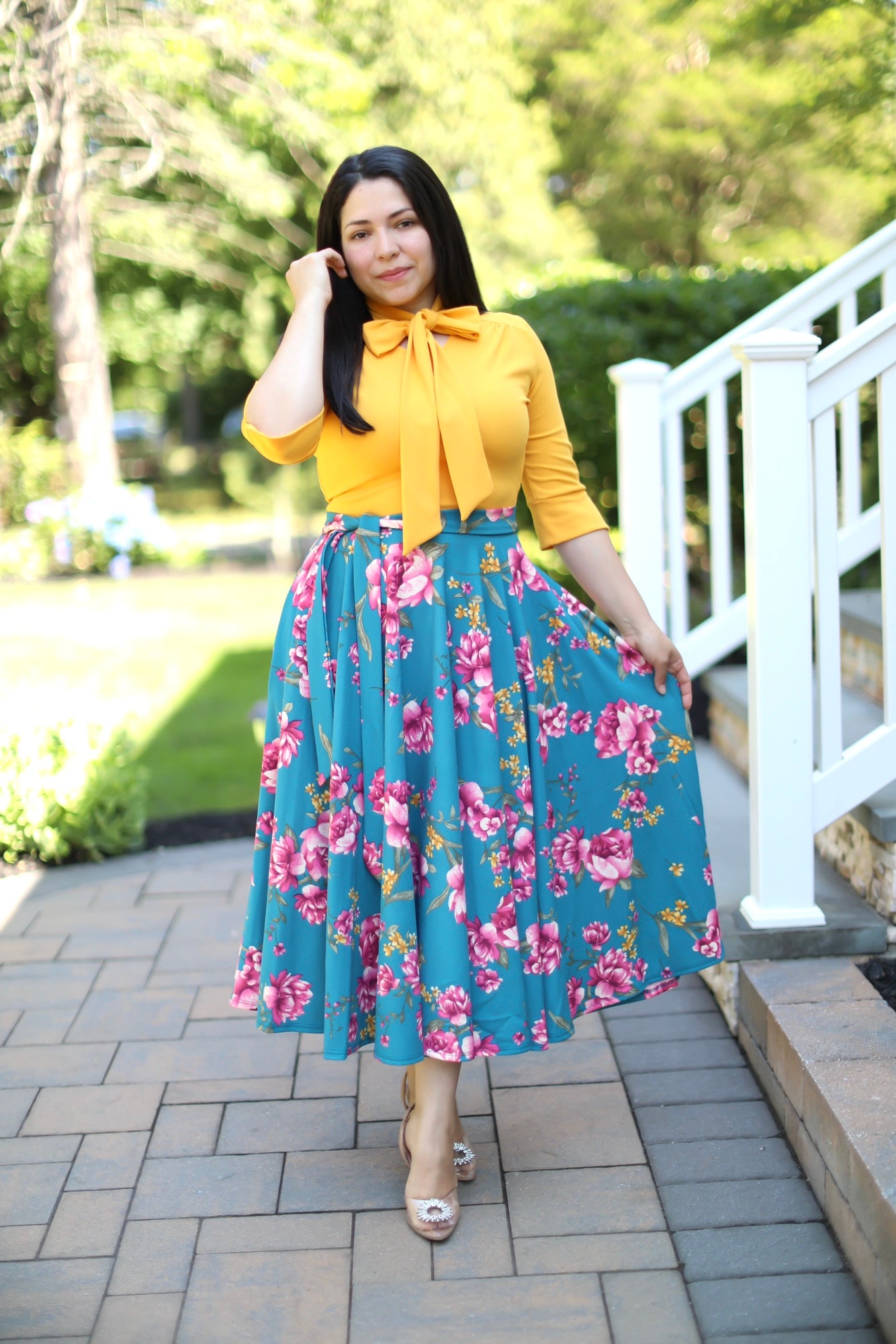 Abelina Mustard Celeste Midi Dress