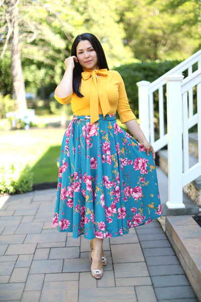 Abelina Mustard Celeste Midi Dress