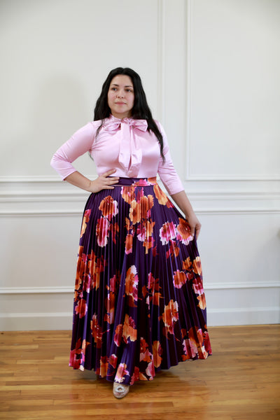 Raquel Pink / Floral Satin Maxi Dress