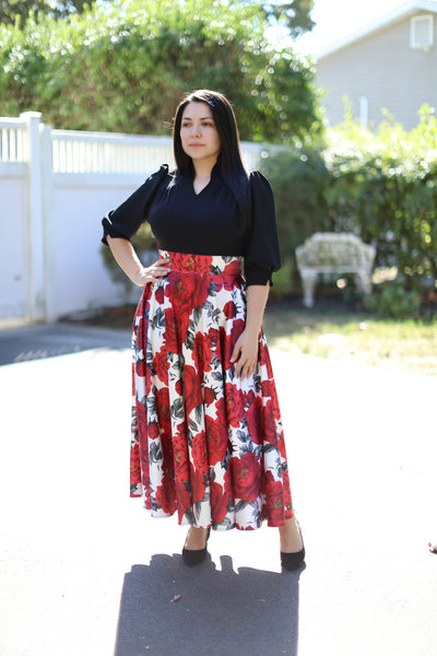 Black Red Roses Maxi Dress