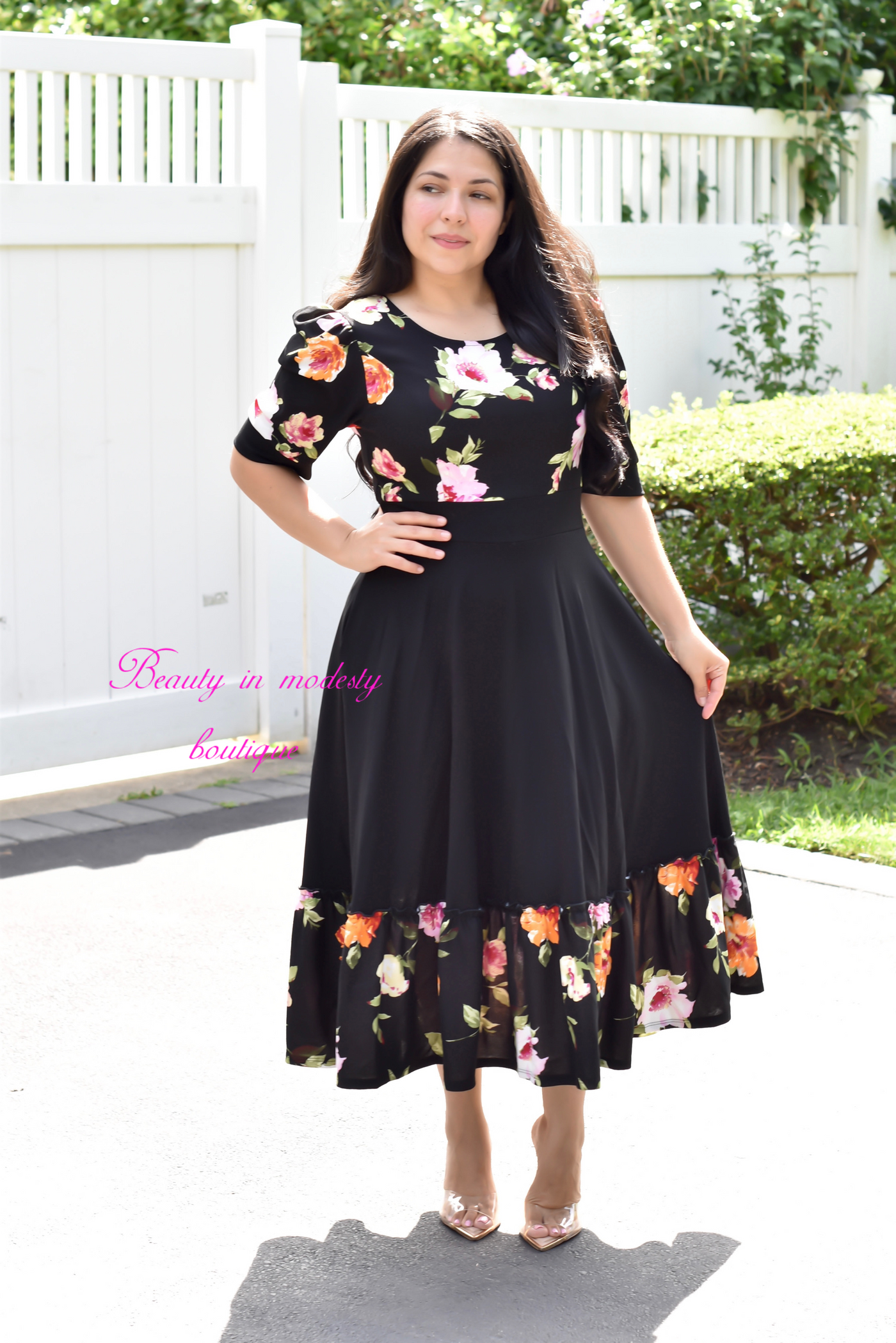 Ereny Black Midi Dress