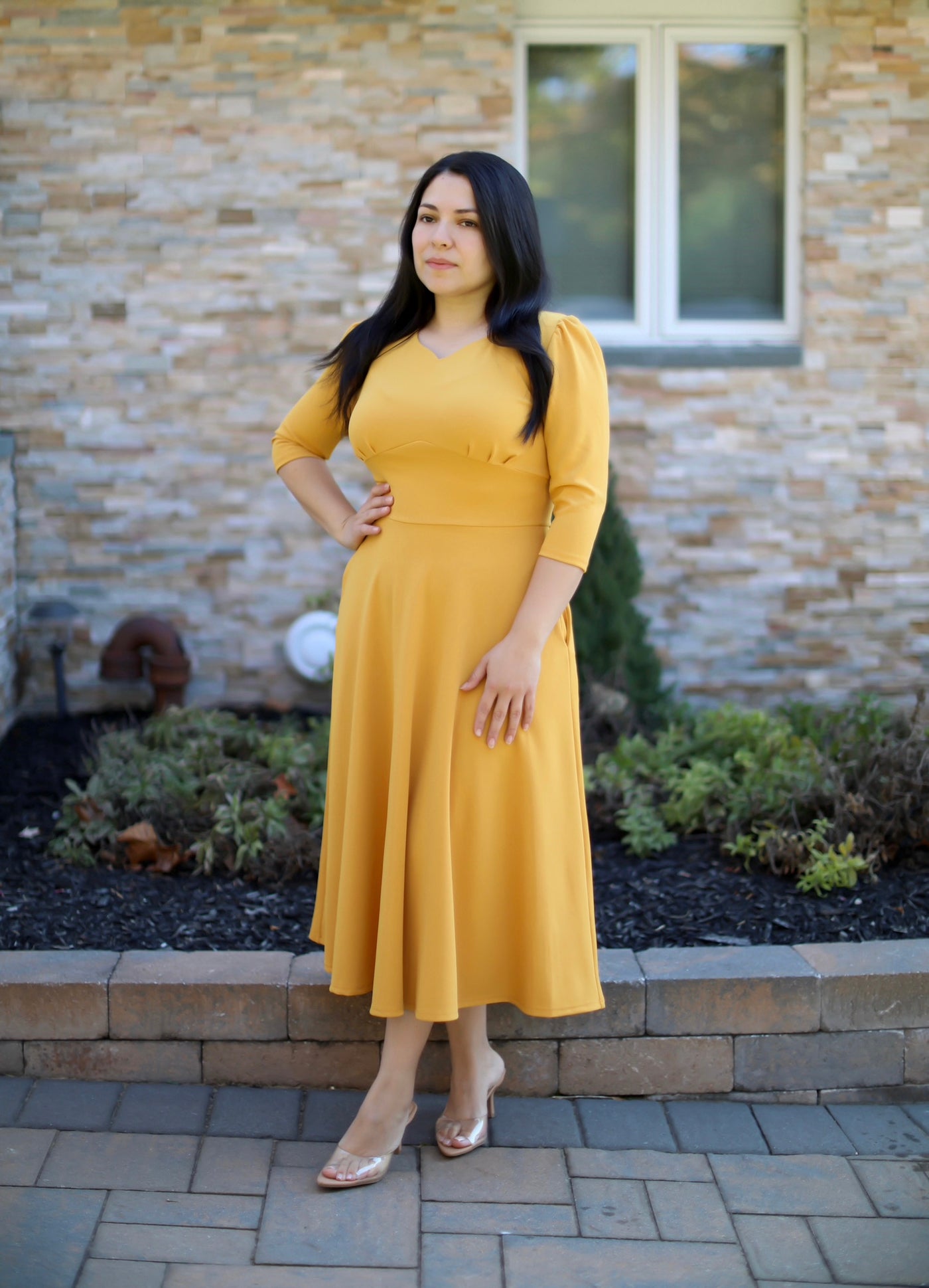 Emmi Mustard Midi Dress