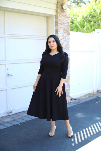 Emmi Black Midi Dress