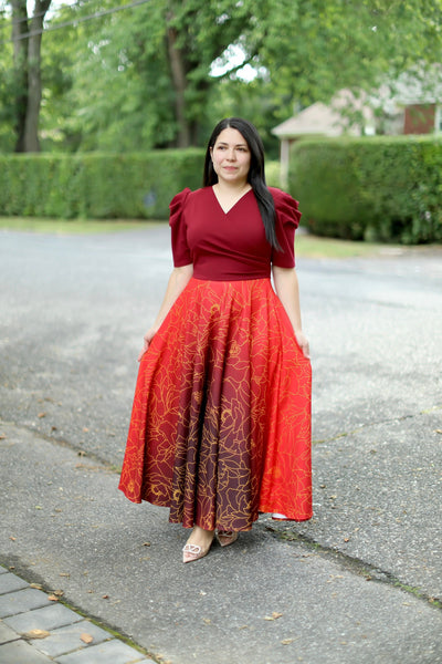 Zania Burgundy Maxi Dress