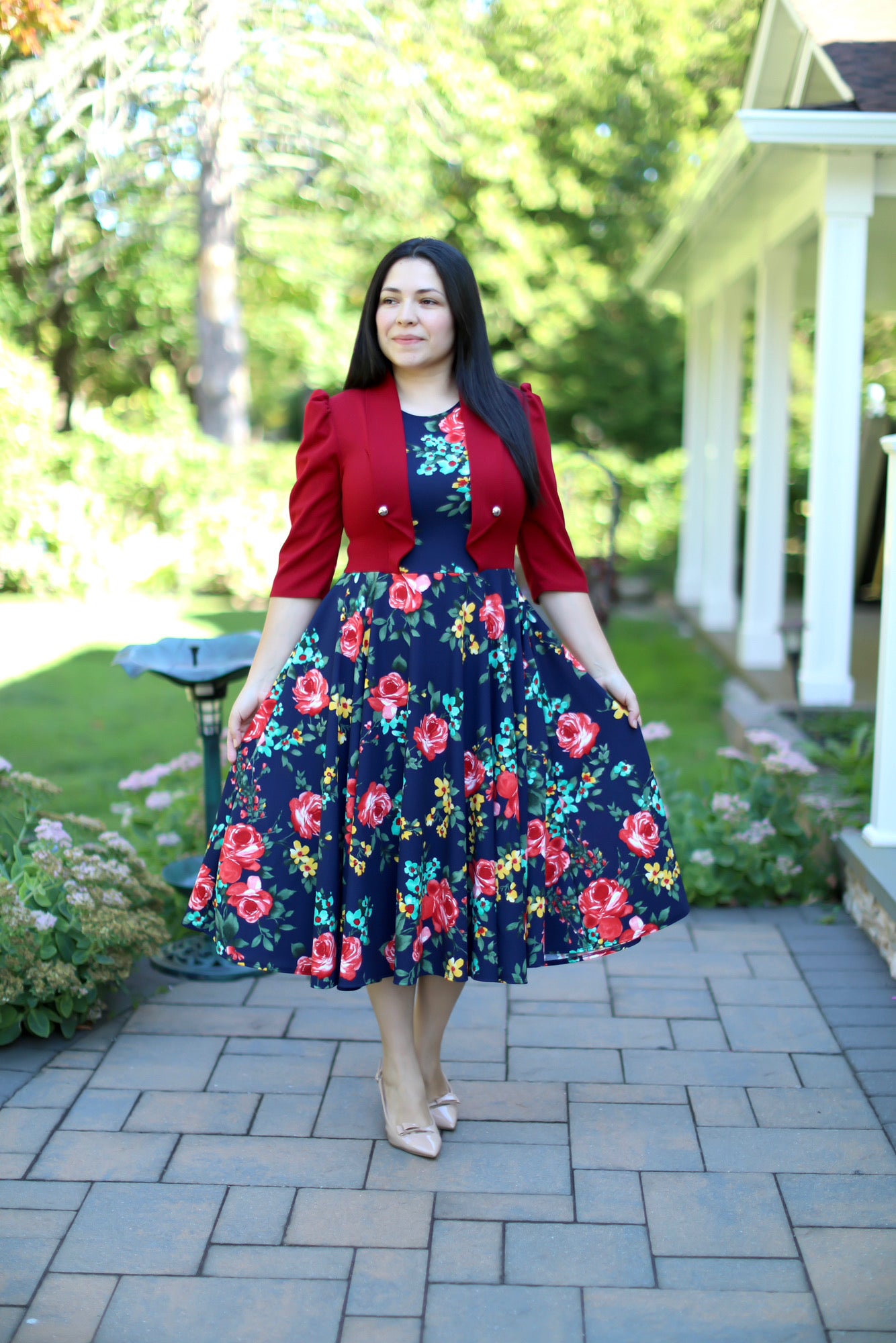 Red Blazer Midi Dress