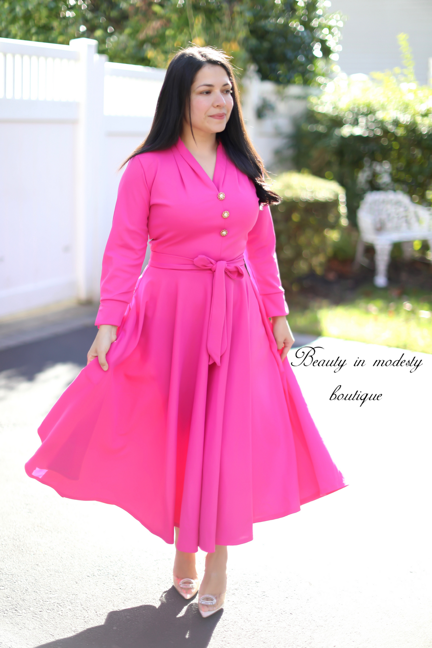 Ariella Fuscia Midi Dress