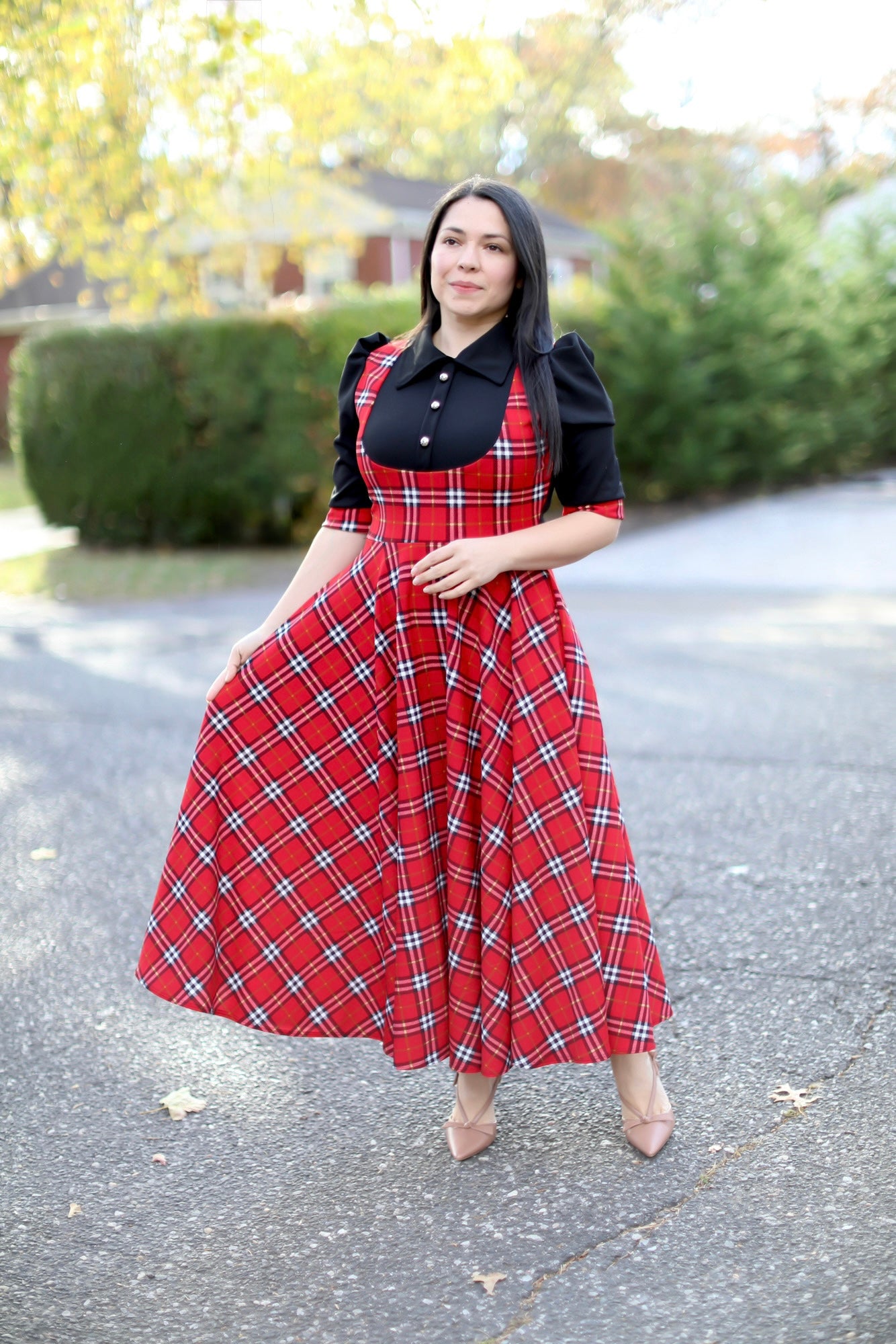 Holidays Black Red Overall Maxi Dress