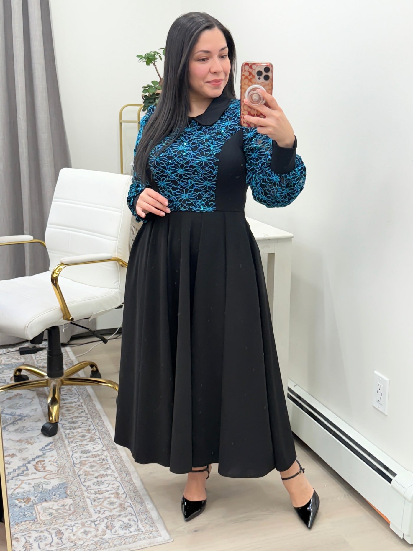 Teal Sparkles Maxi Dress