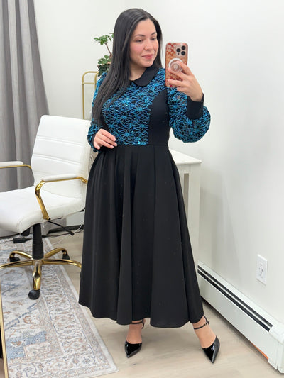 Teal Sparkles Maxi Dress