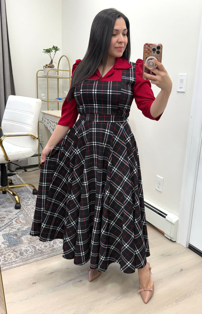 Black Red Overall Maxi Dress