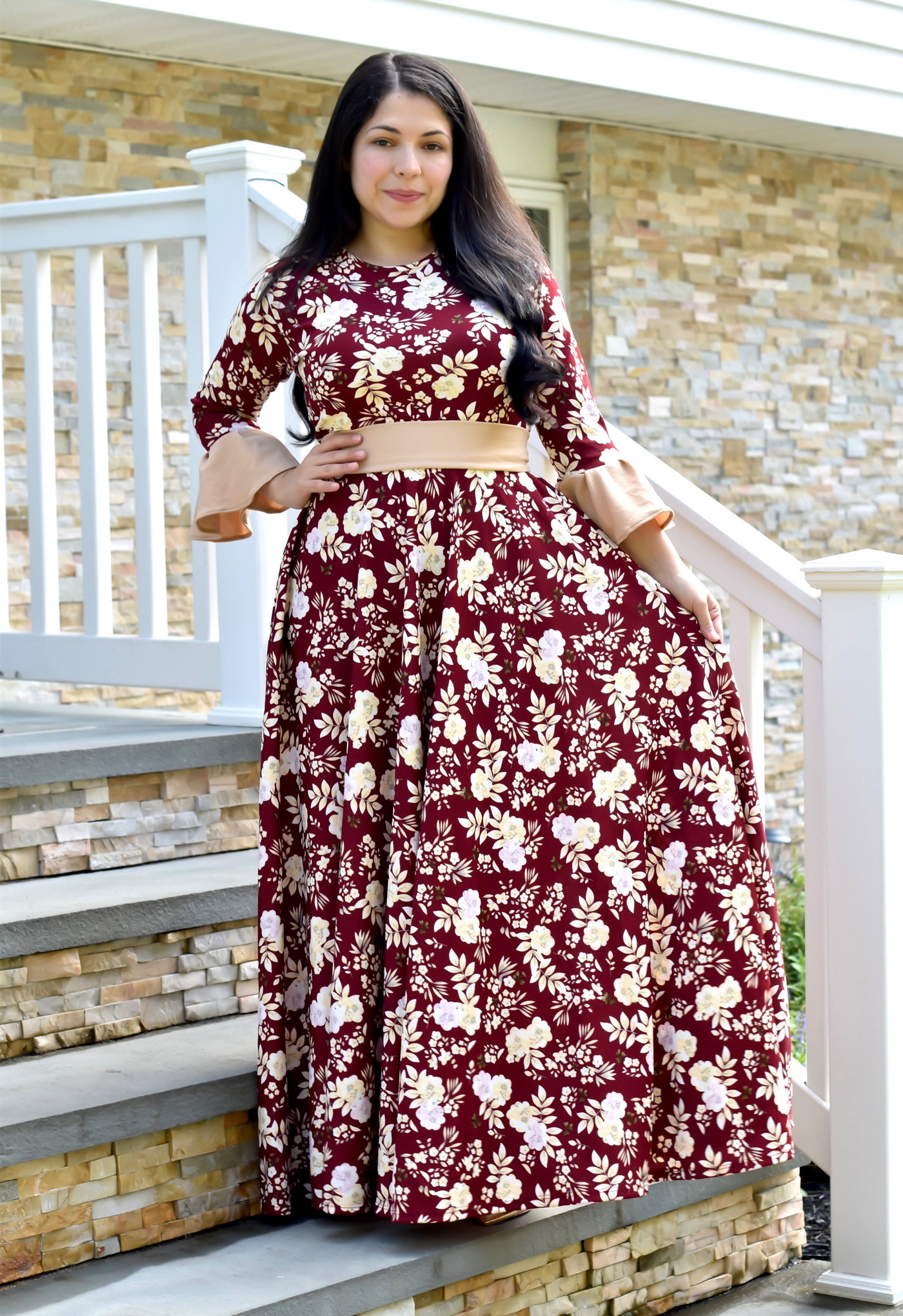 Camelia Burgundy Maxi Dress