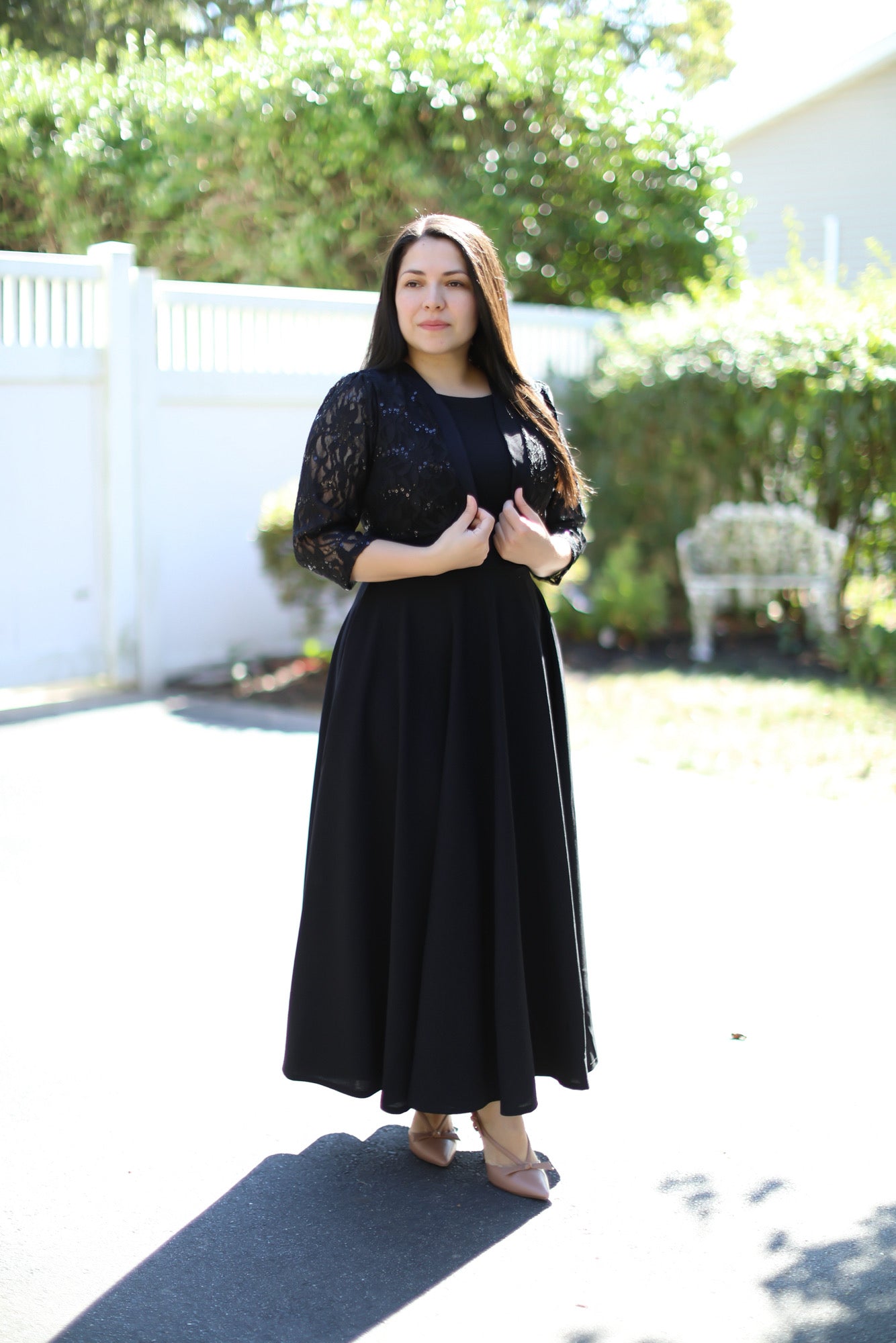 Black Blazer Lace Maxi Dress