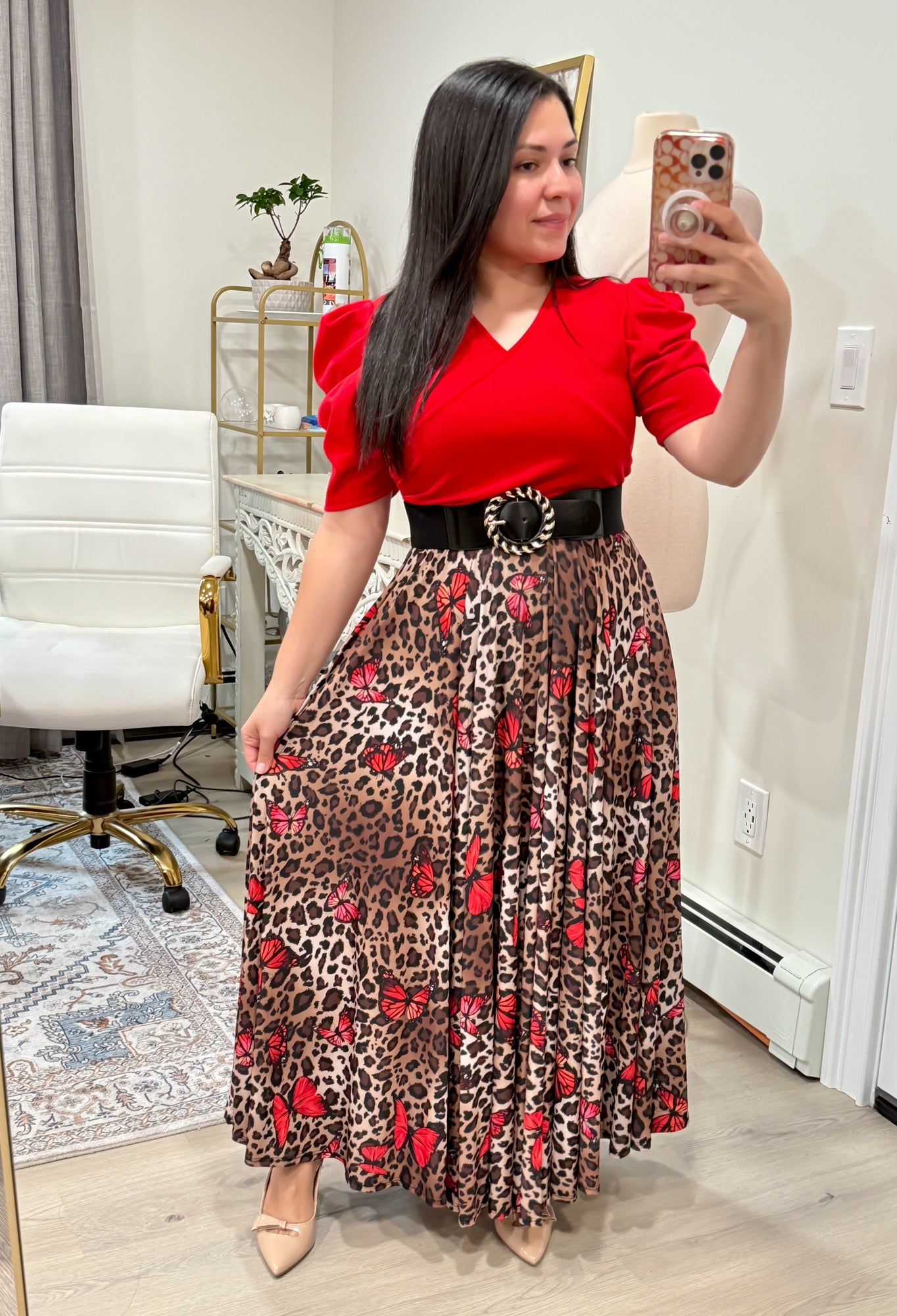 Butterflies Red Tomato Maxi Dress