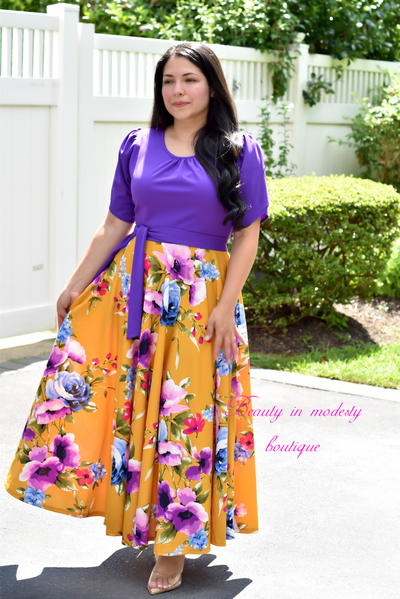 Cataleya Purple/Mustard Maxi Dress