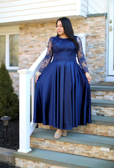 Regina Navy Lace Maxi Dress