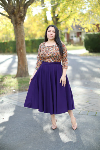 Patricia Floral Purple Midi Dress