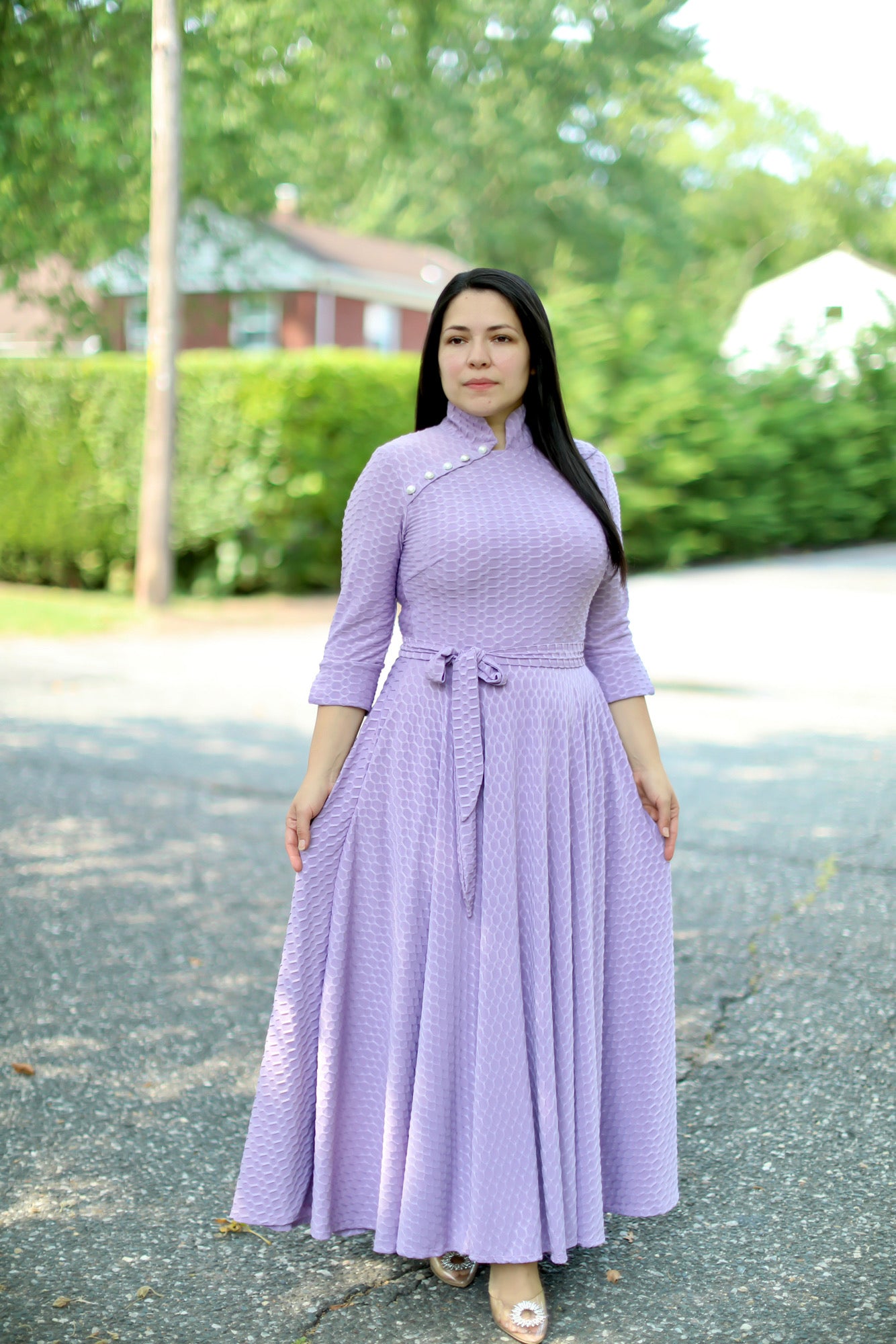Lilac Strechy Maxi Dress