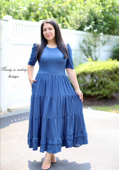 Claires Strechy Denim Maxi Dress