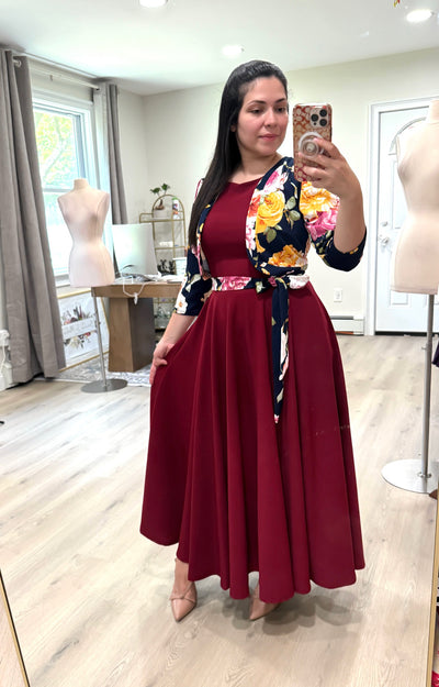 Merlyn Floral Wine Maxi Dress